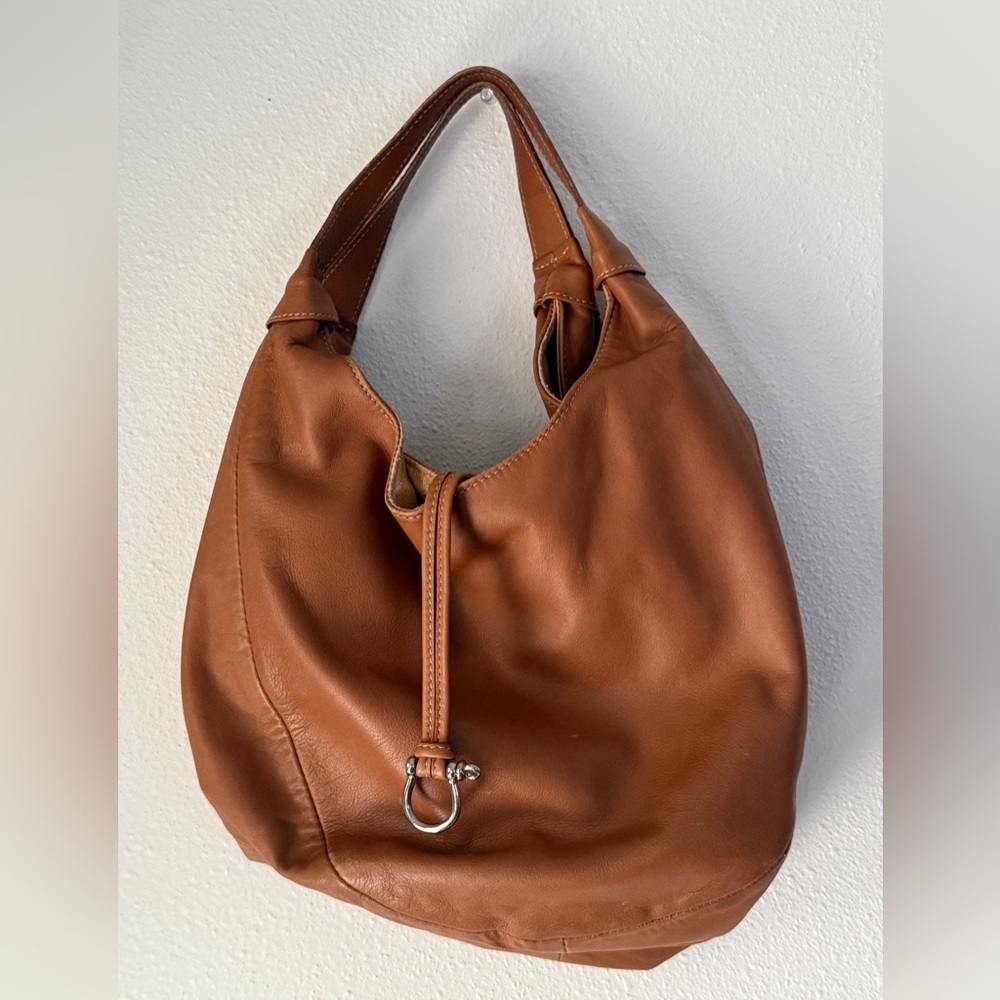 Renouard Light Brown  shoulderbag handbag leather bucket Bag medium strap France